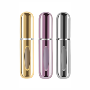 Mini Refillable Perfume Atomizer Bottle, Refillable Perfume Spray, Scent Pump Case, Perfume Atomizer Refillable Travel,5ml, Bright Gold,Silver, Pink - 3PCS